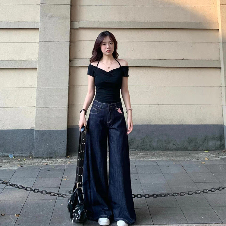 Pure Desire One-Shoulder Halter คอหญิงฤดูร้อนสาวร้อนเอวแคบผอมสั้นด้านบน