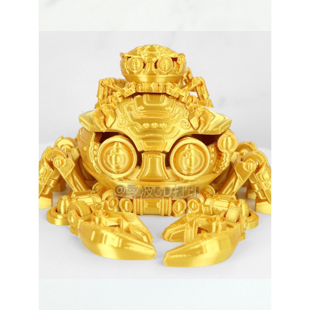 การพิมพ์ 3D Cyber Mecha Crab Mechanical Hairy Crab Beach Toy Movable Joint Animal Model Storage Gift