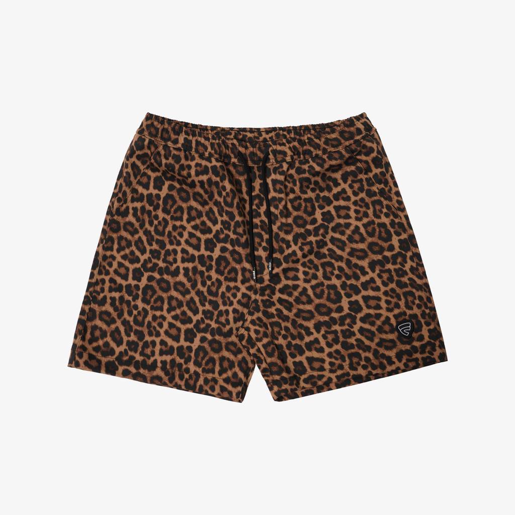 CASUAL BROWN FRDAY KILLER BOARDSHORT SHORTS สําหรับผู้ชายและผู้หญิง | LEOPARD BS 2