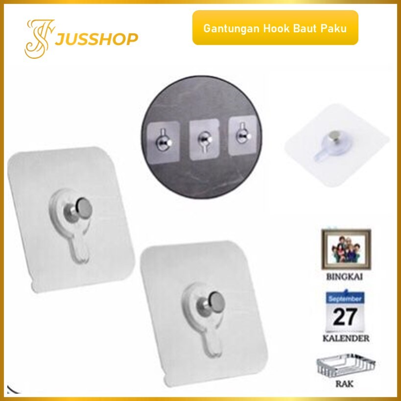 GANTUNGAN (WHOLESALE) Nail Bolt Hook Hanger / Nail Bolt Hook Sticker / Nail Bolt Clothes Rack Hook