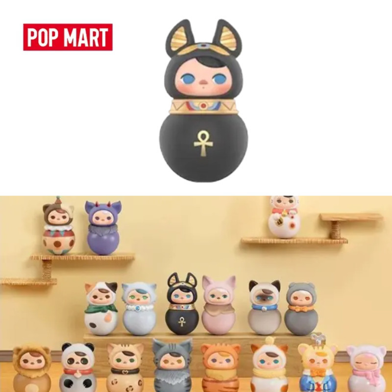 POPMART Pucky Roly Poly Kitty Series Figures กล่องตาบอดของเล่นของขวัญ