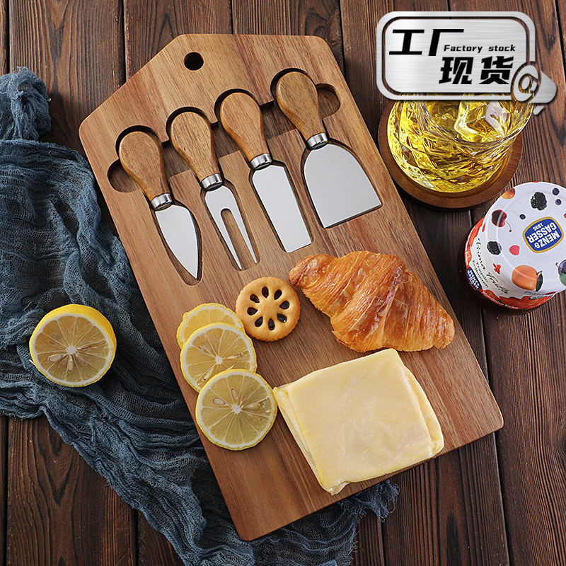 Acacia Cheese Board Set Stainless Steel Cheese Tools4Cheese knife set, deli board, cheese knife set