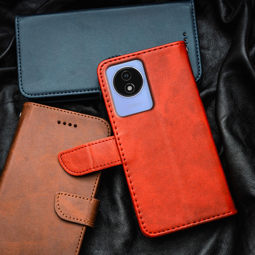 สําหรับVivo Y02 4G Y02A Y02T Y11 2023 V2236Aพรีเมี่ยมหนังFlip-Topเคสโทรศัพท์ปกกระเป๋าสตางค์ในตัวผู้ถือKickstandกันกระแทกTPUด้านใน