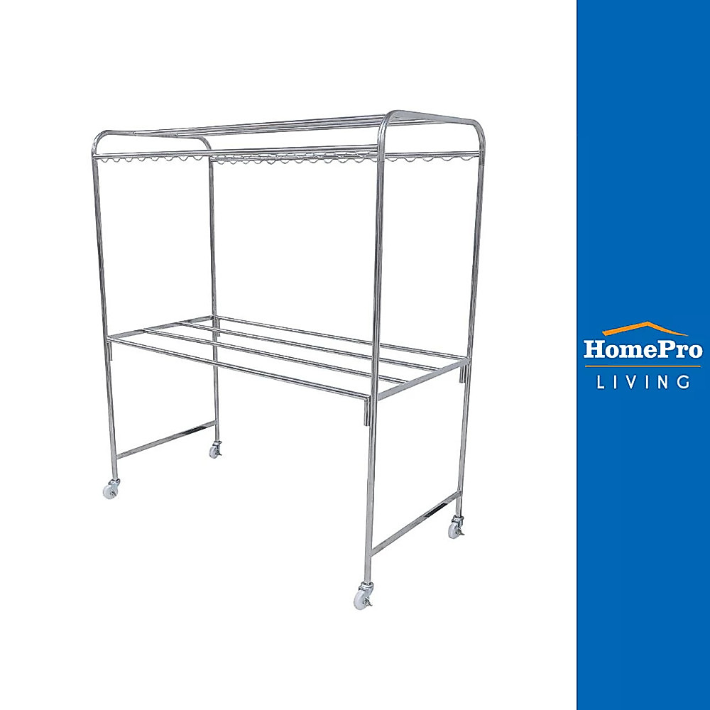 PLIM ราวตากผ้าสเตนเลสมีล้อล็อกได้ 8 เส้น 156 ซม. จัดส่งโดย HomePro