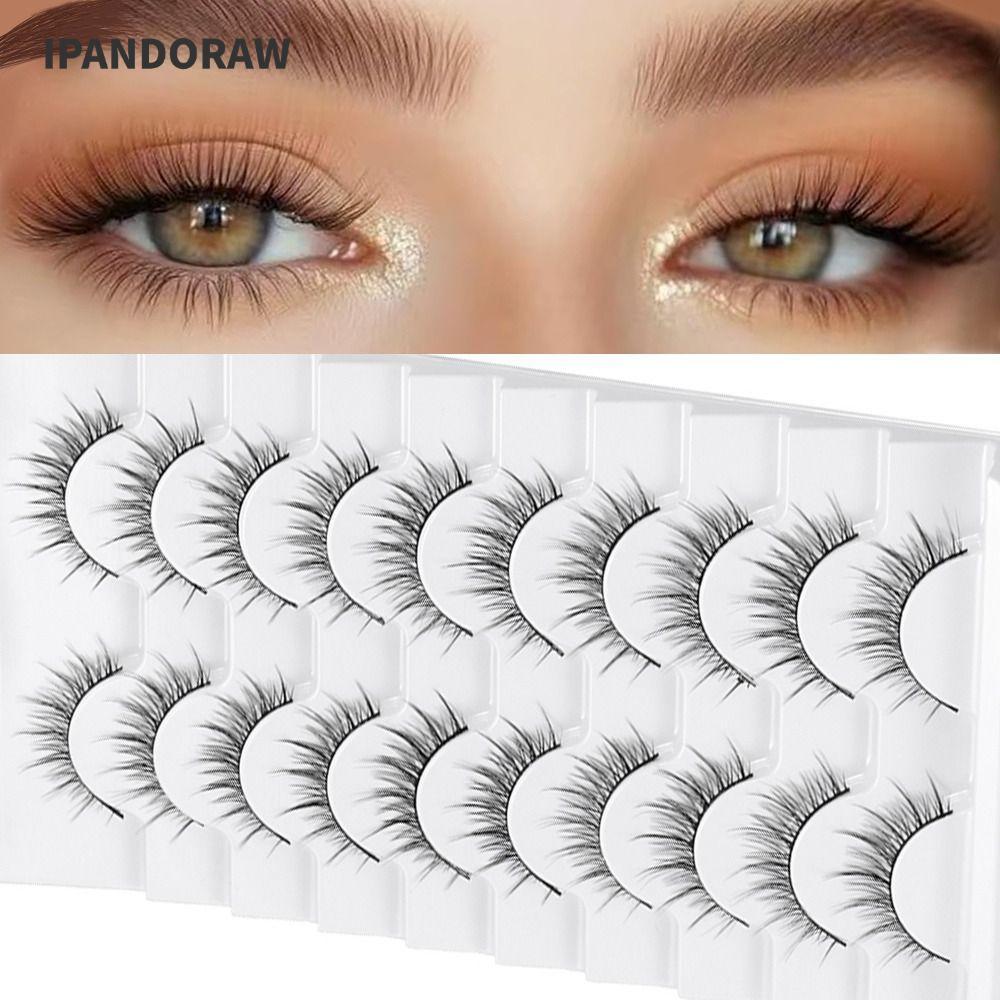 IPANDORAW ขนตาปลอม, Full Strip Handmade Faux Mink Lash, แฟชั่นผู้หญิง Natrual ยาว Cruelty-free ขนตาปลอม Eye Lash Extension