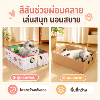 ลับเล็บแมว กล่องแมว กล่องลับเล็บแมว 3in1 รูปแบบน่ารัก ทนต่อการสึกหรอ กระดาษลูกฟูก