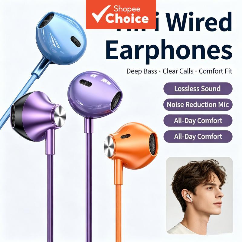 A7 หูฟัง 3.5 มม. Typec พร้อมไมโครโฟนแยกเสียงรบกวนชนิดใส่ในปุ่มควบคุมเพลงกีฬาชุดหูฟังสําหรับเล่นเกมหูฟังทุกวันใช้ Travel Commute