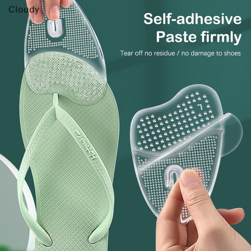 [Cloudy] 1 คู่ Flip Flops รองเท้าแตะเบาะ Pad Toe Protectors กันลื่นโปร่งใส Forefoot แทรกแผ่นรองเท้า Insoles [ใหม่]