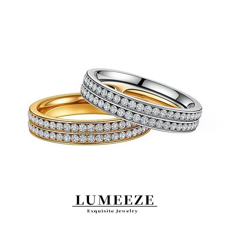 LUMEZE 2/4 มม.Iced Out Bling CZ แหวนหญิงทองเงินสีสแตนเลส Cubic Zircon แหวนหมั้นงานแต่งงานสําหรับผู้หญิงเครื่องประดับของขวัญ 302 #