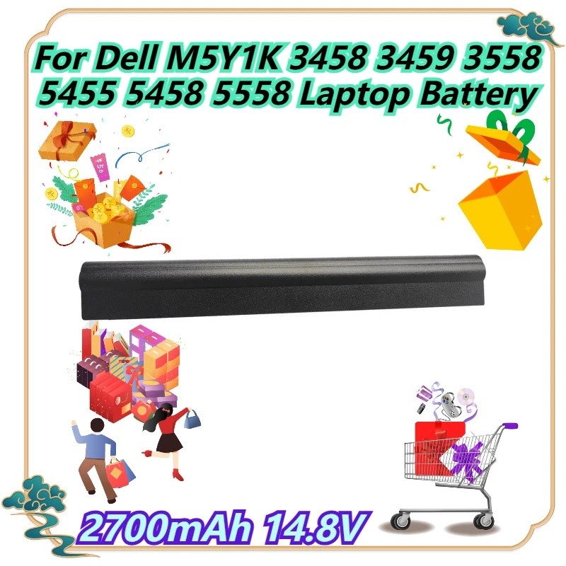 2700mAh 14.8V สําหรับ Dell M5Y1K 3458 3459 3558 5455 5458 5558 แบตเตอรี่แล็ปท็อป