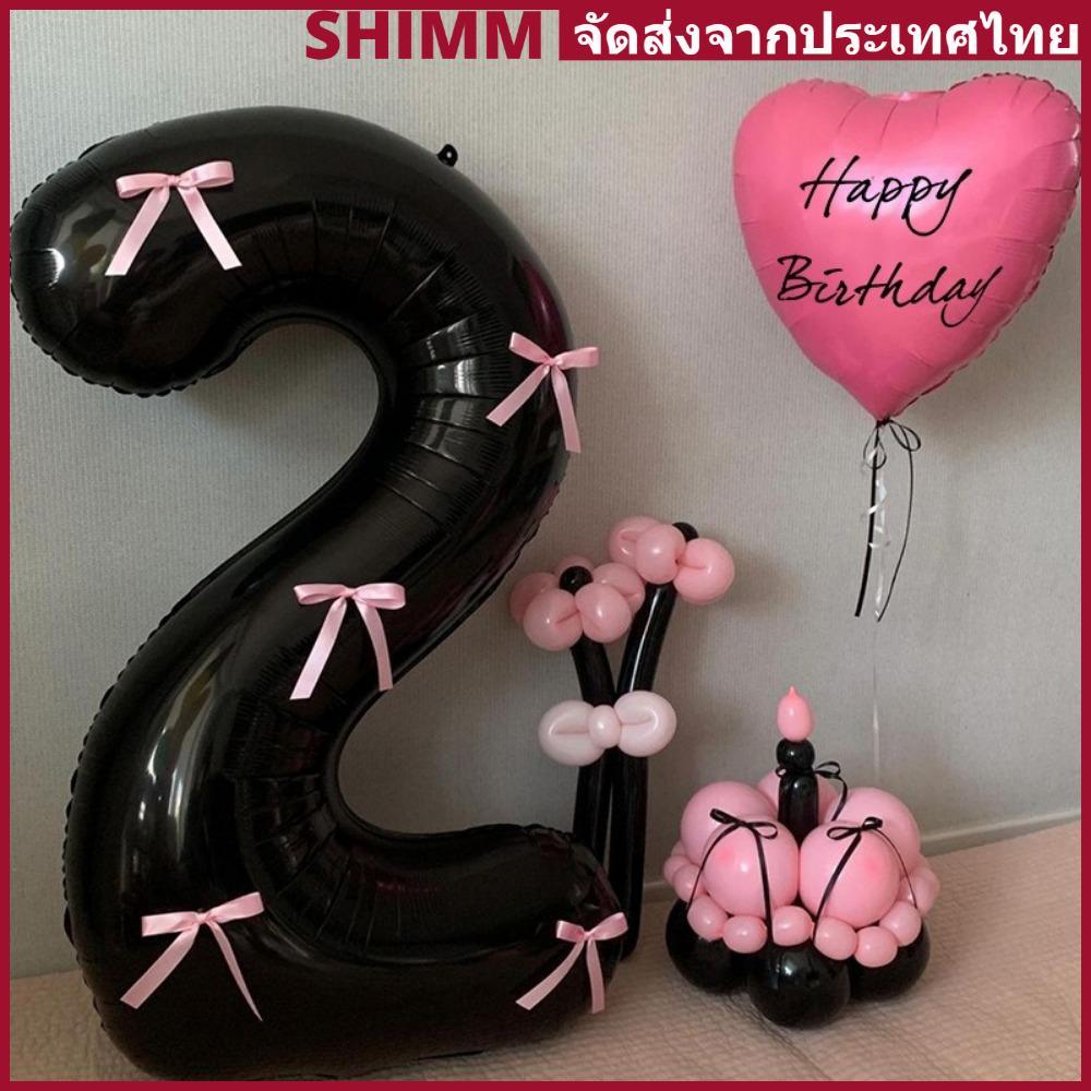 In Stock SHIMMERLUX ลูกโป่งฟอยล์ฮีเลียม รูปตัวเลข ขนาดใหญ่ 32 นิ้ว 0-9 สีดํา สําหรับตกแต่งปาร์ตี้วันเกิด งานแต่งงาน