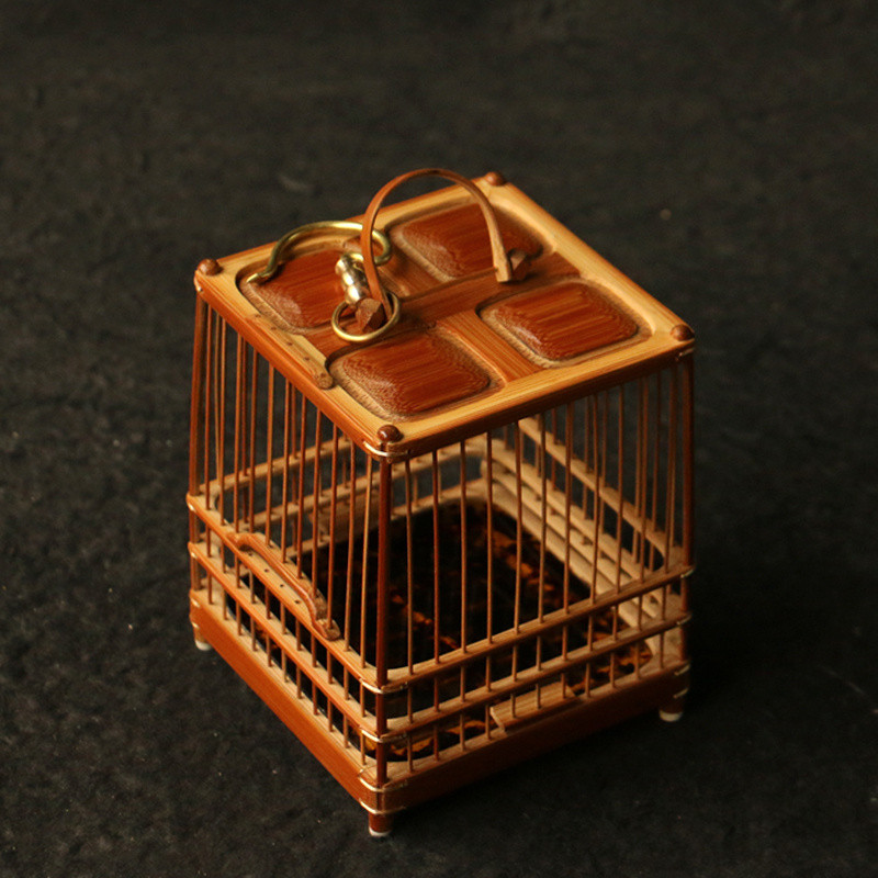 พรีเมี่ยม Huipai Master Handmade Seiko-Made Square หยกเก่าไม้ไผ่ Hui Hui สามารถกรง Hui Hui สัตว์เลื้