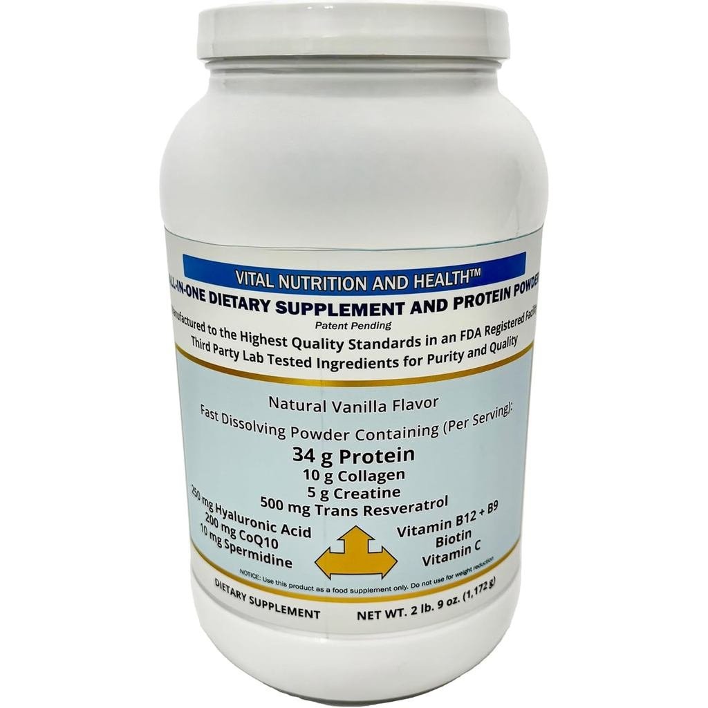 Allin Powder: โปรตีนคอลลาเจน Creatine Resveratrol Sidine Hyaluronic Acid CoQ10 + คีย์ s