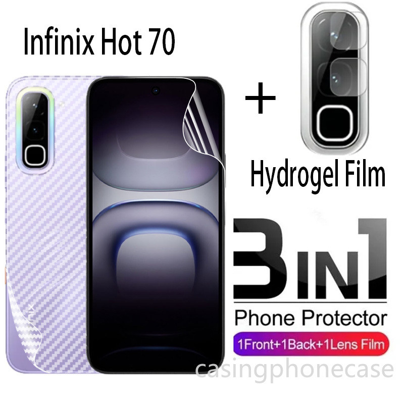3in1 ด้านหน้าHydrogelฟิล์มด้านหลังสําหรับInfinix Hot70 Hot 70 4G 2026 เลนส์นุ่มกล้องเลนส์ป้องกันหน้าจอTPU High Clearโปร่งใสคลุมทั้งหมดHD Ultra Sli