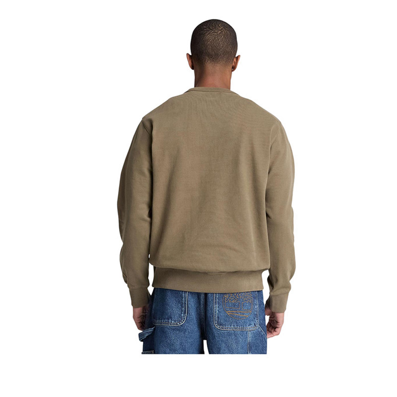 Timberland เสื้อสเวตเชิ้ตคอกลมแพทช์หนัง ผู้ชาย สี Beige — صورة 3