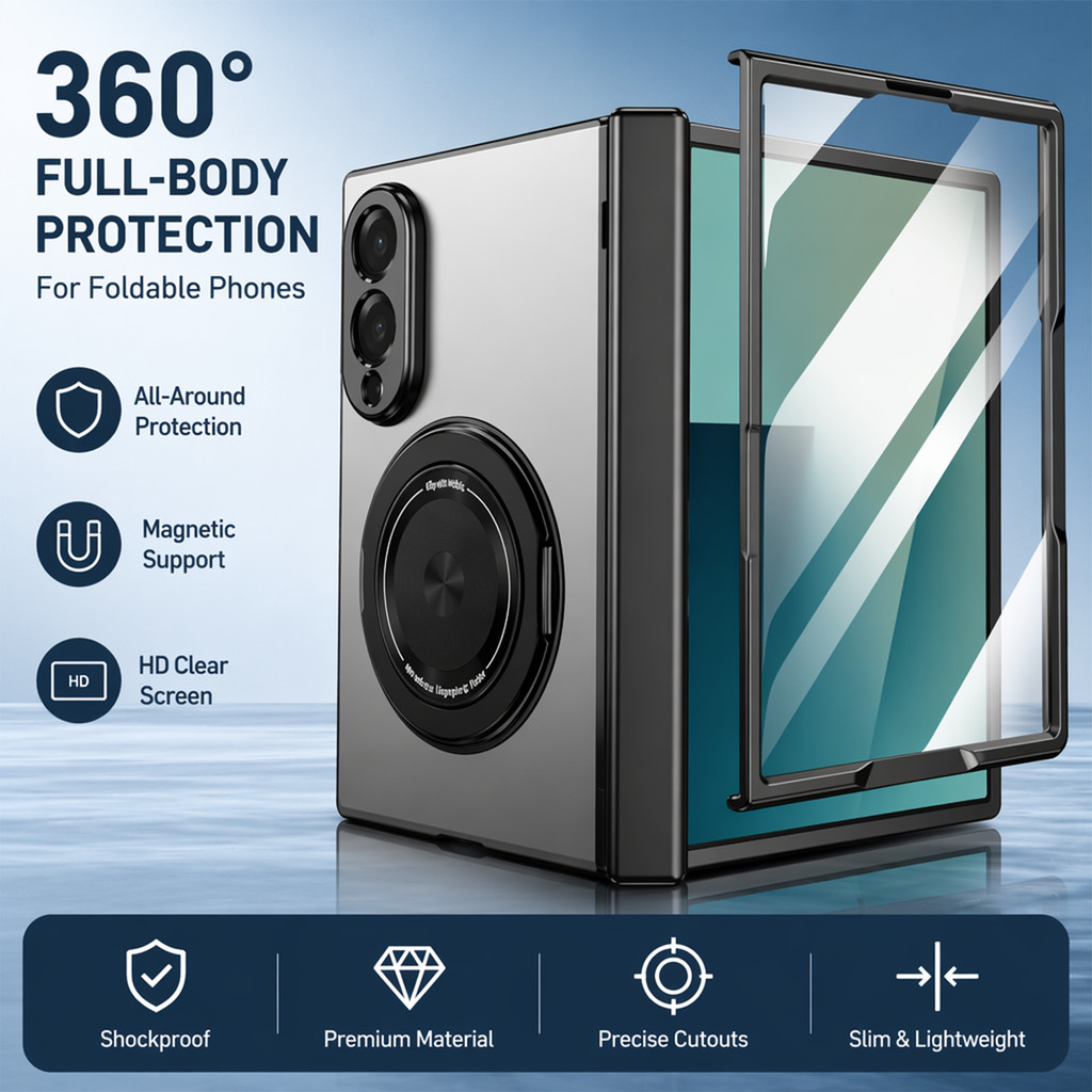SAMSUNG 360° แม่เหล็กหมุนพร้อมปลอกฟิล์มสําหรับSamsung Z FOLD 8 Ultra fold7/6 fold5/4/3 เคสโทรศัพท์เปลือกเมมเบรนบานพับหน้าจอพับแพคเกจเต็มรูปแบบAnti-fall