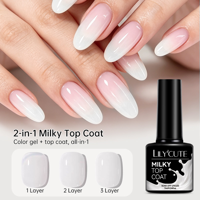 Milky White Top Coat Gel ยาทาเล็บ UV Gel Jelly Color Top Gel Soak Off เสริมสร้างกึ่งถาวรเคลือบเงา
