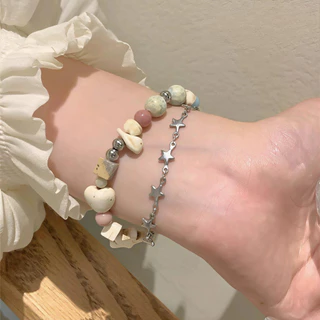 สร้อยข้อมือ ข้อมือโซ่แฮนด์เมดลูกปัดโซ่สั้น ทันสมัย น่ารัก ปรับได้ ดาว หอยสังข์ รูปทรงไม่สม่ำเสมอ สไตล์วันหยุดฤดูร้อน