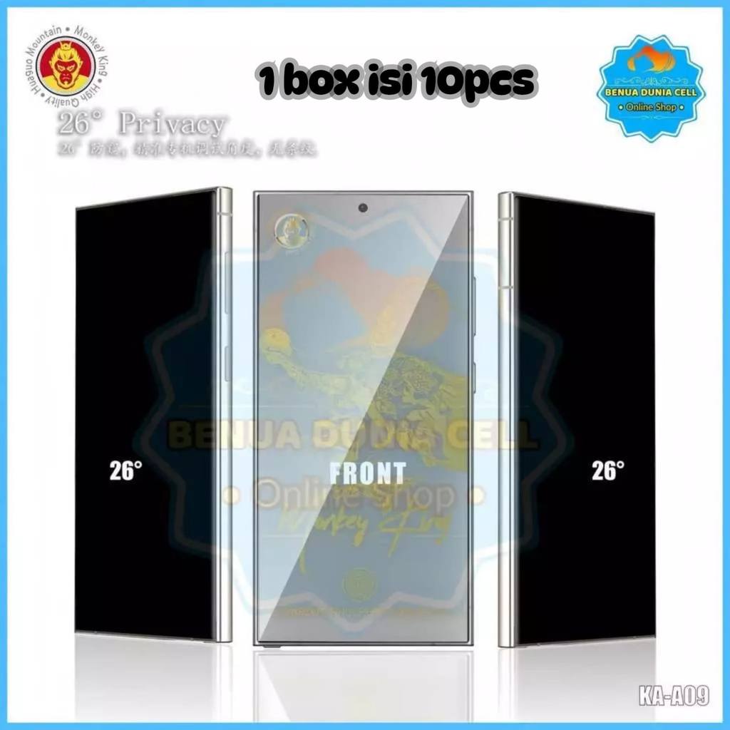 KA - A09 1 กล่อง CONTAINS 10 ชิ้น TEMPERED GLASS ANTI SPY MONKEY KING สําหรับ SAMSUNG
S21 S21+ S22 S