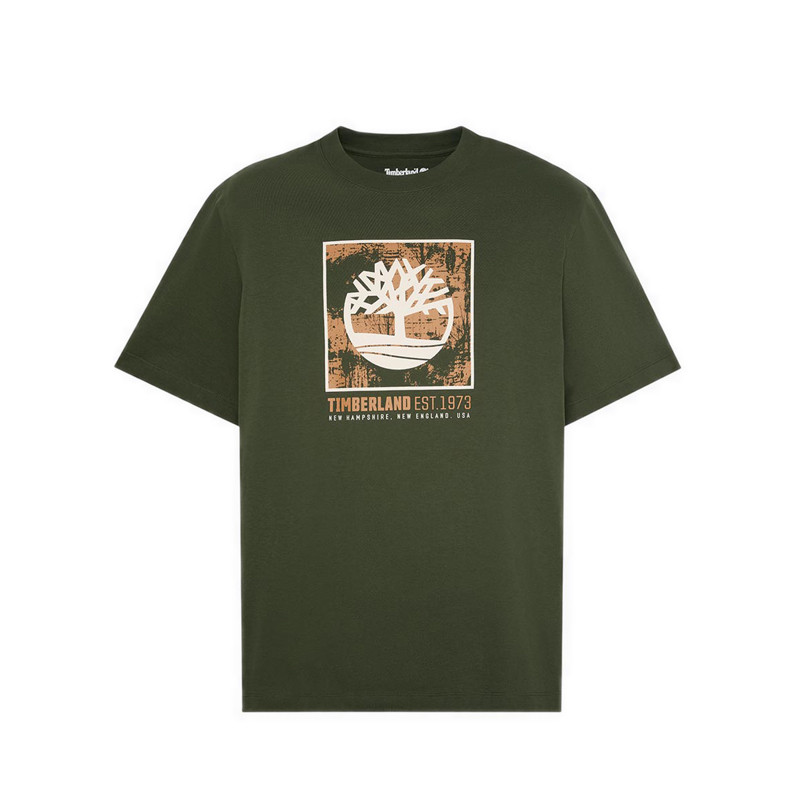Timberland รุ่น Stack Logo Graphic เสื้อยืดแขนสั้น ผู้ชาย สีเทา