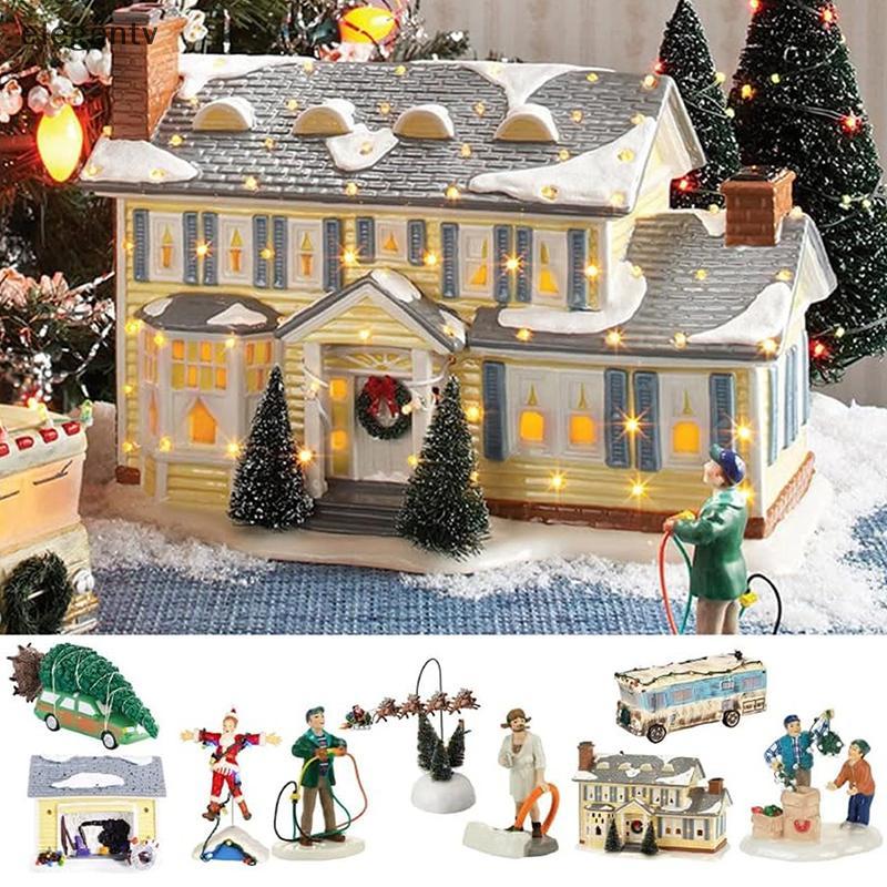 EGN คริสต์มาส Village เครื่องประดับคริสต์มาสวันหยุด Village Snow Village สําหรับวันหยุดตกแต่ง Griswo