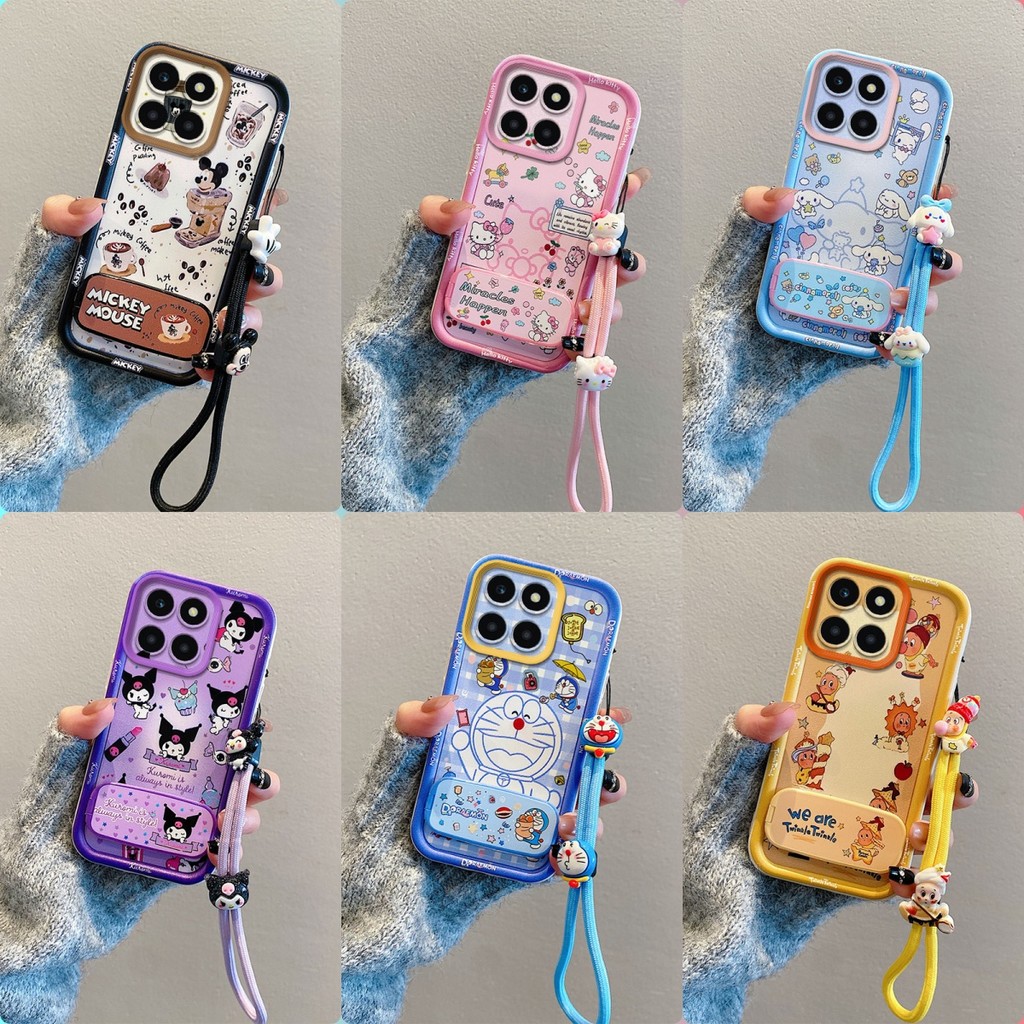 เคส Honor X7d กระจกการ์ตูนน่ารักพร้อมขาตั้งเคสโทรศัพท์