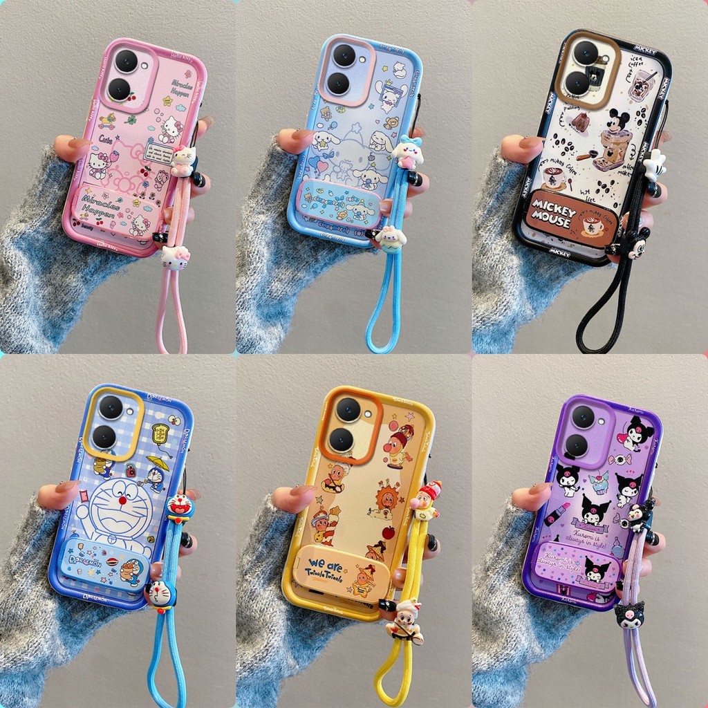 เคส VIVO Y03 Y03t กระจกการ์ตูนน่ารักพร้อมขาตั้งเคสโทรศัพท์