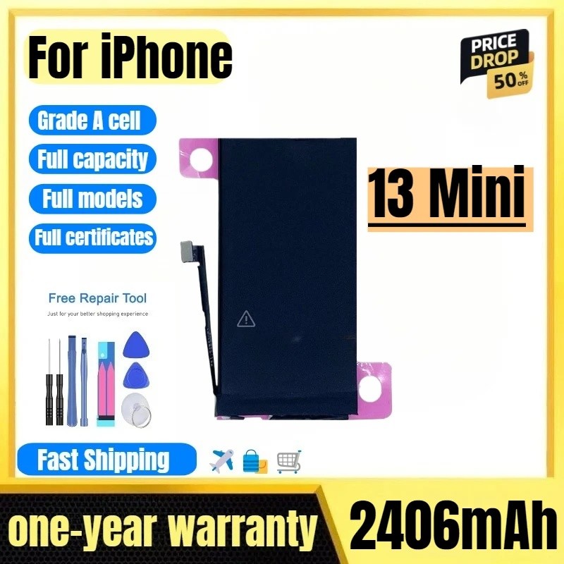 A2481/A2228/A2269/A2630 สําหรับ IPhone 13 Mini แบตเตอรี่คุณภาพสูงความจุสูงเปลี่ยน Bateria เกรด A Cel