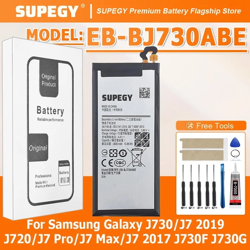 SUPEGY 100% ใหม่คุณภาพสูง EB-BJ730ABE แบตเตอรี่สําหรับ SAMSUNG Galaxy J730/J7 2019/J720/J7 Pro/J7 MA