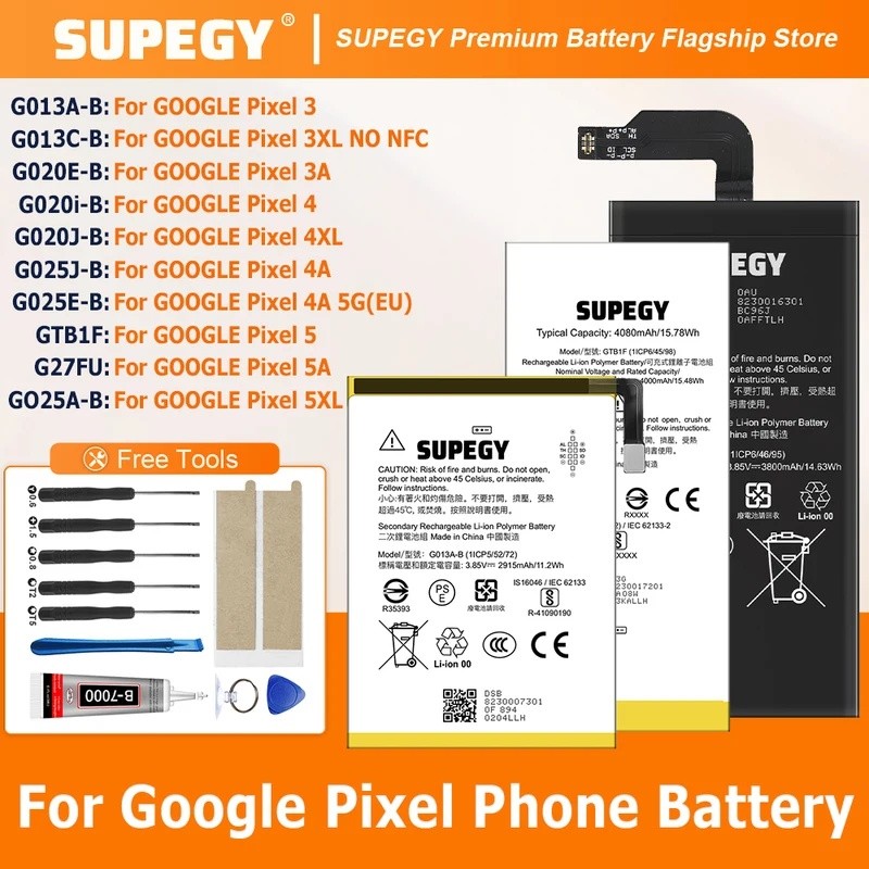 G013C-B G020I-B G020J-B G025E-B G013A-B G025J-B G27FU G025A-B แบตเตอรี่สําหรับ Google Pixel 3 4 3XL 