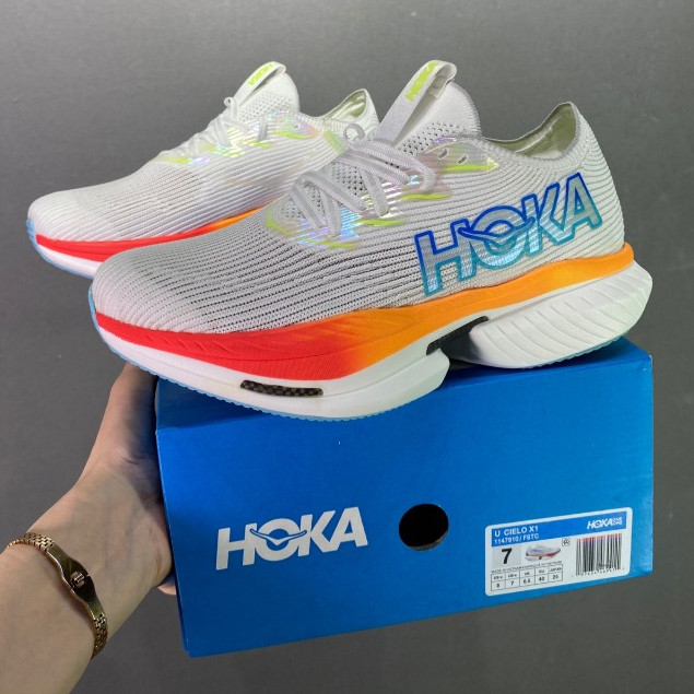 HOKA ONE ONE Cielo X1 รองเท้ากีฬาผู้ชายและผู้หญิง Hoka Cielo X1 รองเท้าวิ่ง 1147910-FSTC ZUYQ