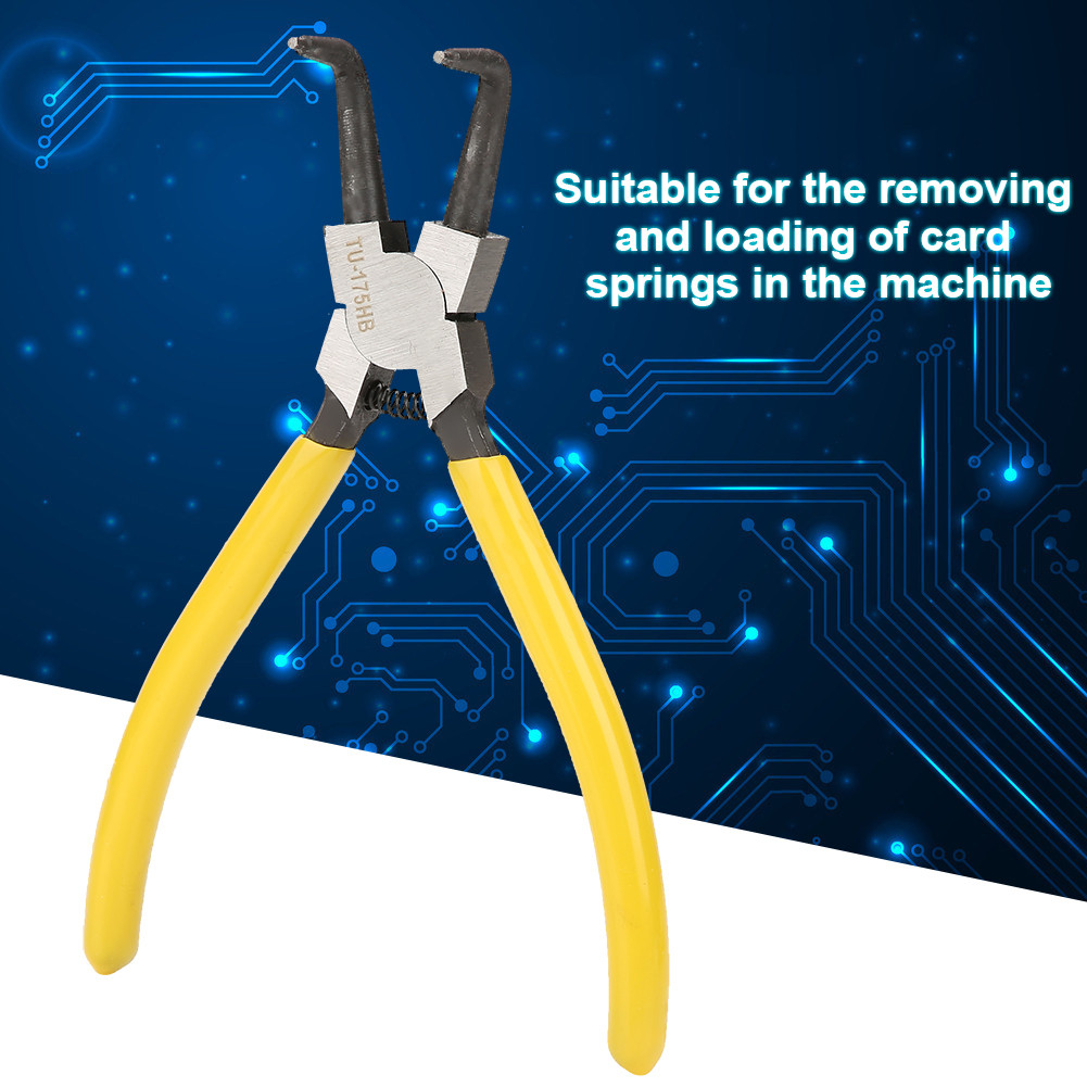 KIMISS 7in Handle สแตนเลสโค้ง Circlip Snap แหวนคีมยึดเครื่องมือเครื่องกล TU-175SB (TU-175HS)