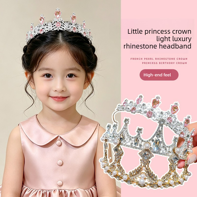 หรูหราเกาหลีคริสตัลมงกุฎมงกุฏ,สาวเจ้าหญิงผมปิ่นปักผมสําหรับงานเลี้ยงวันเกิดตกแต่ง