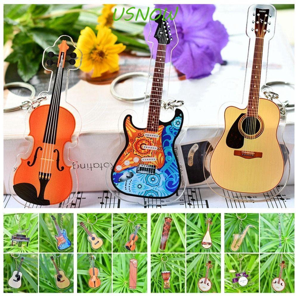 USNOW กีตาร์จี้, VIOLIN Cello กีตาร์อะคริลิคพวงกุญแจ, Musician เครื่องประดับ Ukulele เปียโน Trung Ng