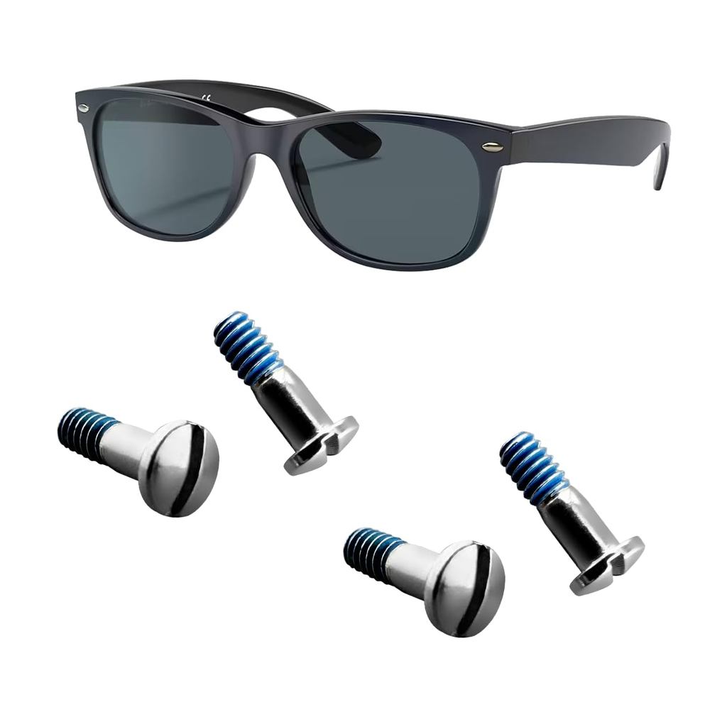 สกรูเหมาะสําหรับ Ray Ban Justin Frames RB4165 RB4371 Wayfarer RB2132 สกรู 4 พร้อมไขควง 1 (สีเงิน)