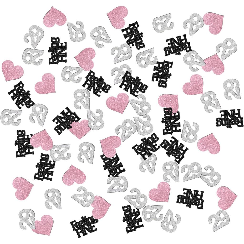 29 & Feeling Fine Confetti Glitter, Happy 29th Birthday Table Decor, 29 ป้ายกระดาษ Scatter Confetti,