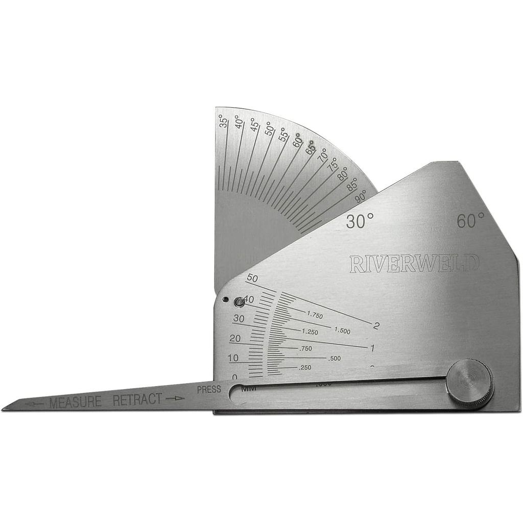 RIVERWELD Skew-T Fillet Weld Gauge Gage ตรวจสอบมุมสมาชิกแนวตั้ง Weld Acute ด้านข้าง Obtuse การตรวจสอ