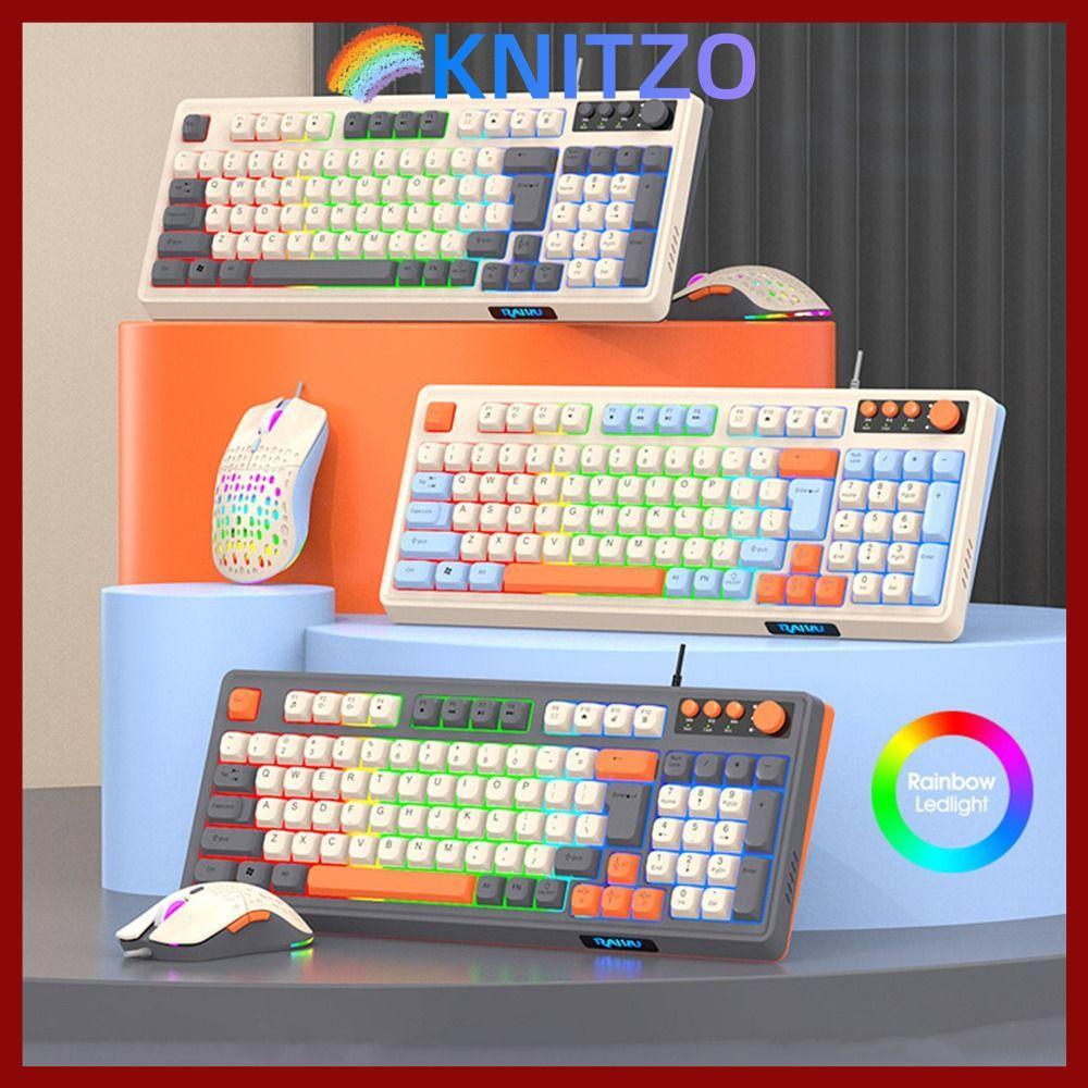 คีย์บอร์ด KNITZO RAID T98, 98 เค้าโครงคีย์ Luminous คีย์บอร์ดเมาส์ชุด,การเชื่อมต่อ USB แสงสีรุ้งเกมค