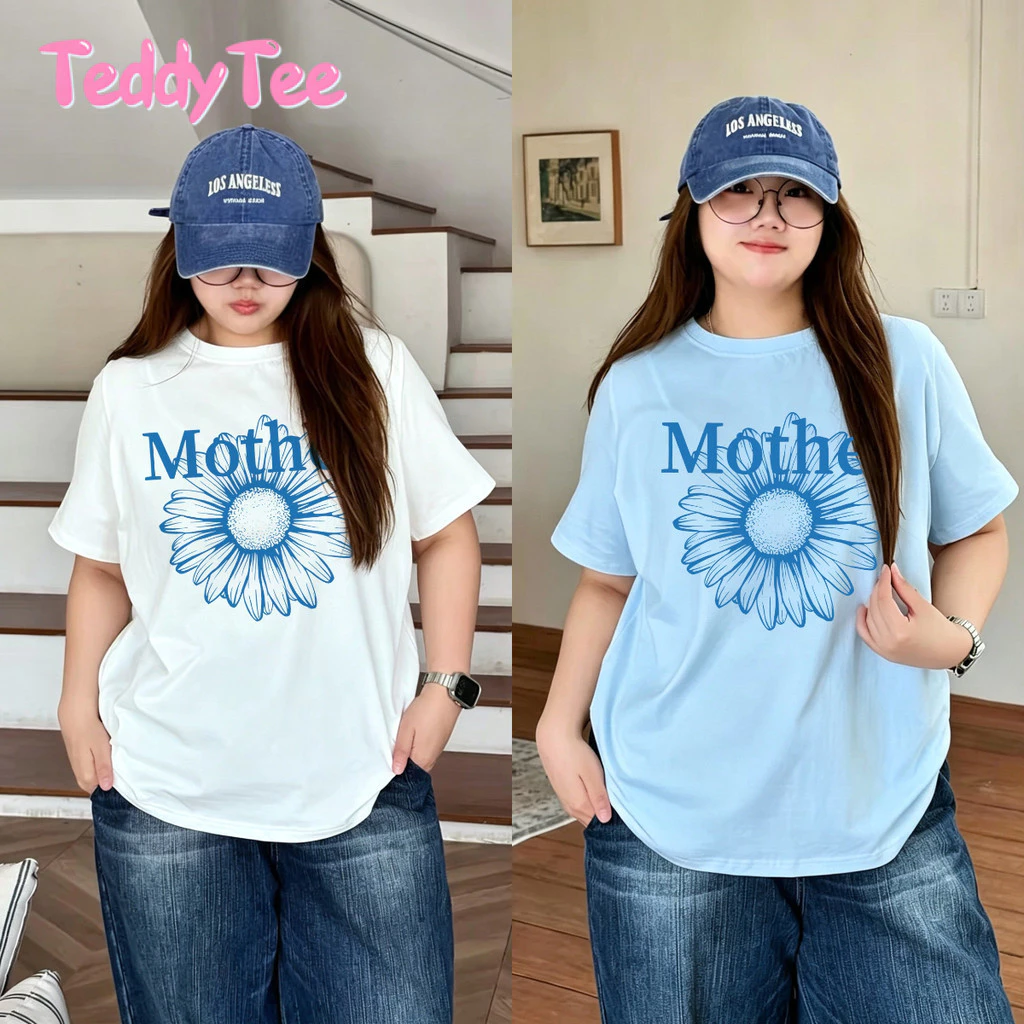 TeddyTee 🎀เสื้อวันแม่ เสื้อน่ารัก สื้อยืด oversize รูปแบบถนน โคตรนุ่ม ผ้าคอตตอน ลาย "MOTHER flower" สินค้าใหม่
