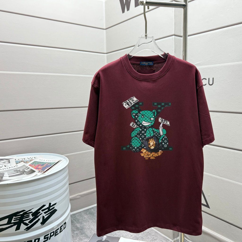 LOUIS VUITTON/LV/2026ต้นฤดูใบไม้ผลิสไตล์ใหม่เสื้อยืดแขนสั้นผู้ชายผู้หญิงคู่ฤดูใบไม้ผลิฤดูใบไม้ร่วงHi