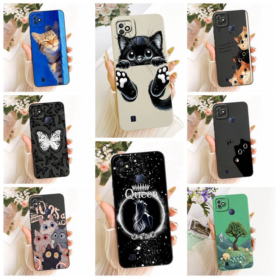 สําหรับ Infinix X612 X612B สําหรับ Infinix Smart HD 2021 ฝาครอบซิลิโคนแฟชั่นน่ารักแมวรูปแบบตลกปลอก