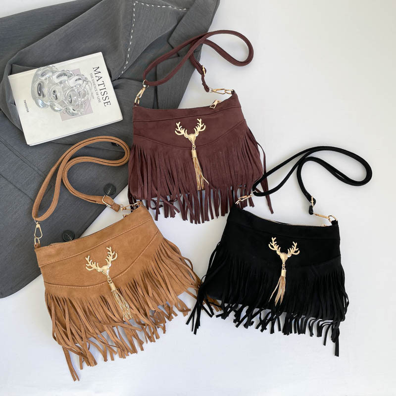 Tassel Tote Bag Female Bohemian Retro Fashion Shoulder Bag All-Match Fashion Messenger Female Bag