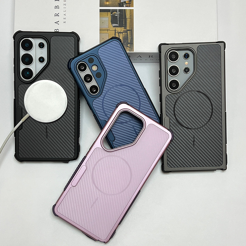 SAMSUNG คาร์บอนไฟเบอร์กันกระแทกแม่เหล็กสําหรับSamsung S24 S24Ultra S24Plus S25Plus S25Ultra S26 S6Pl