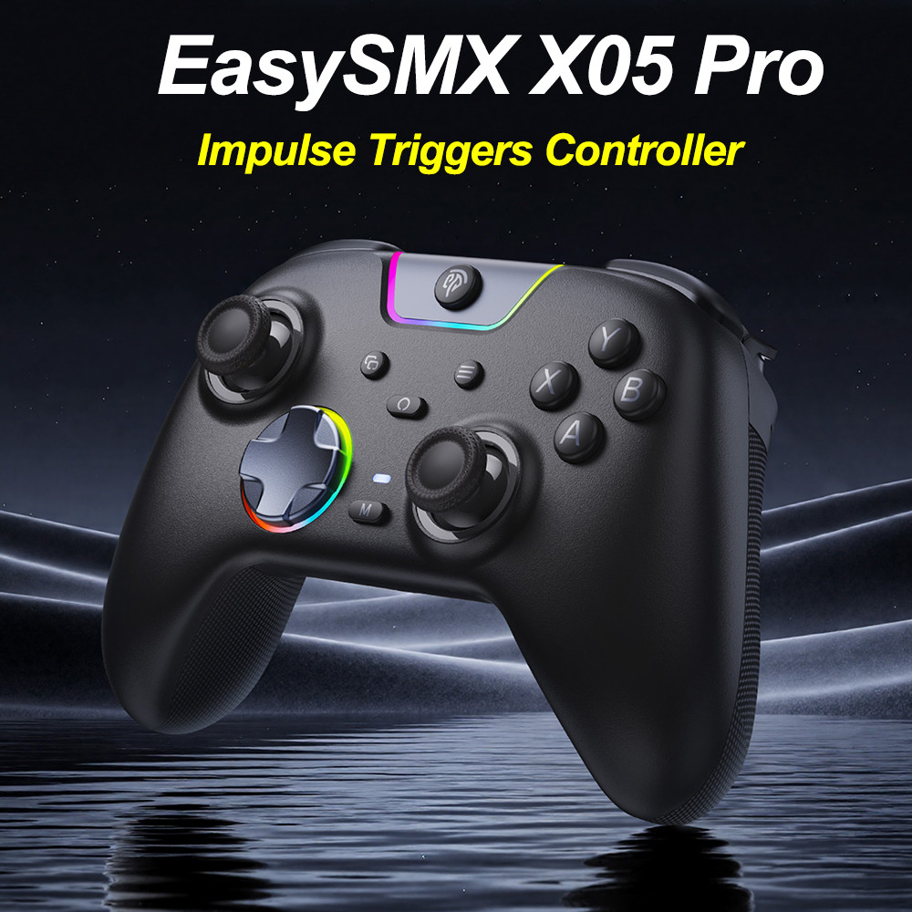 EasySMX X05 Pro Impulse Triggers Controller ใช้งานร่วมกับ PC/สวิทช์/Android/TV/Steam Mute ปุ่ม Rumbl