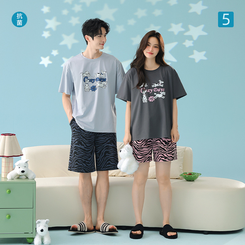 Super Soft Fashion Class a Modal Summer Cool Cotton Short-Sleeved Female Couple Pyjamas Men Can Wear