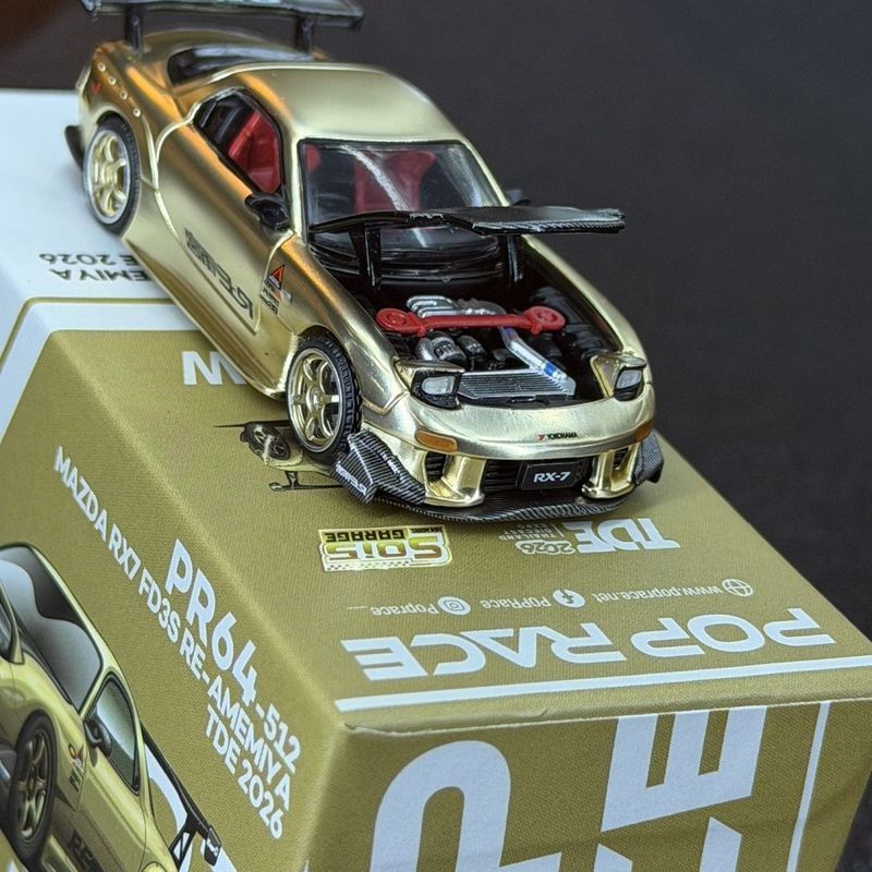 TDE2026 Limited PopRace Mazda RX7FD3S Amemiya โมเดลรถโลหะผสม