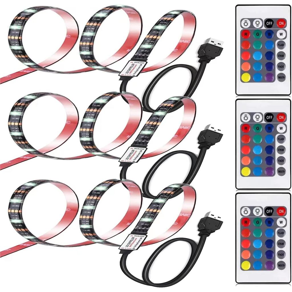 ไฟ Led Strip 3 ชุด 6.56ft สําหรับ 40-60in TV USB Backlight Kit พร้อมรีโมท, 16 สี 5050 Bias HDTV, สํา