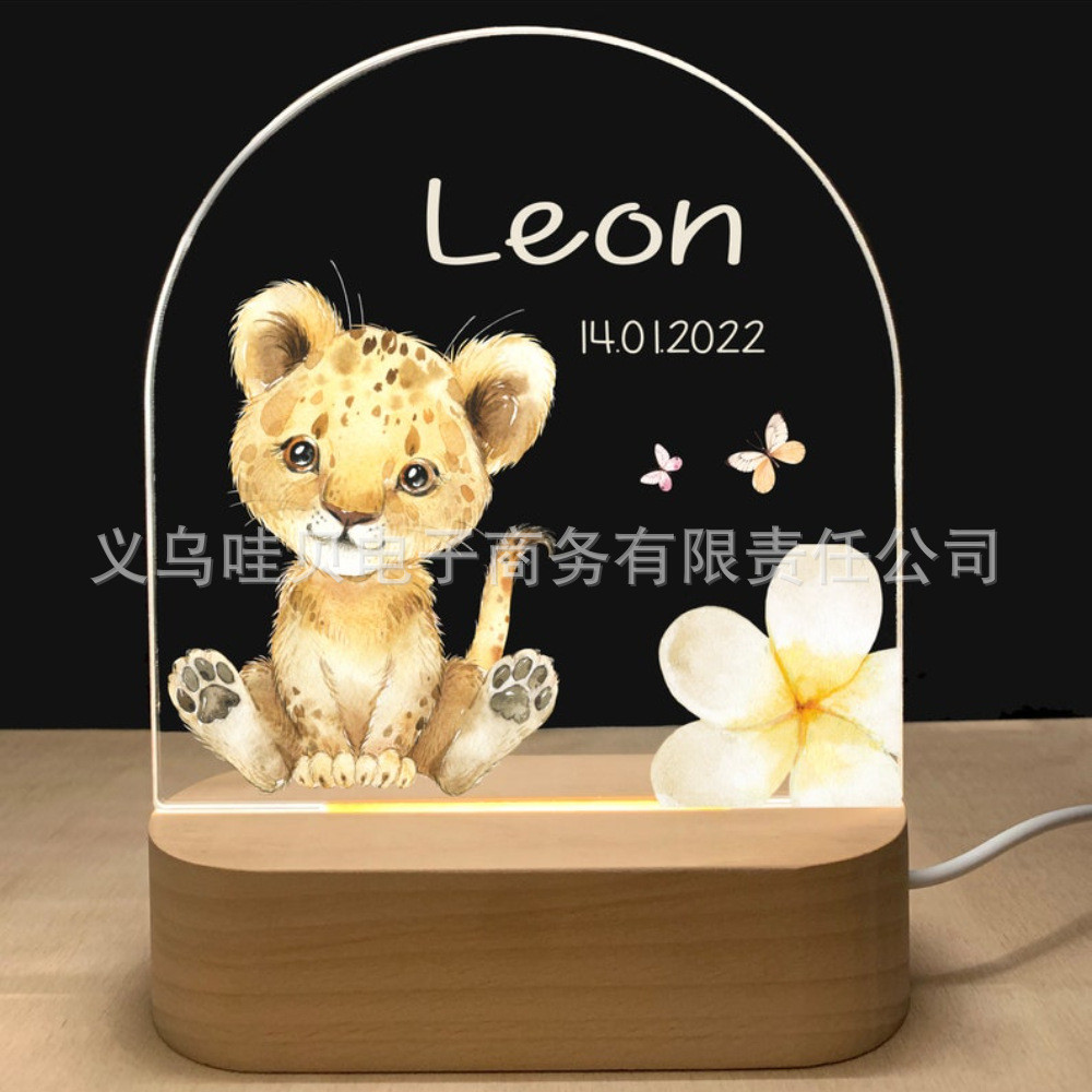 อะคริลิค Plug-In โคมไฟข้างเตียง Night Light Lion Elephant Bear Night Light คริสต์มาสเด็กการ์ตูนสร้าง