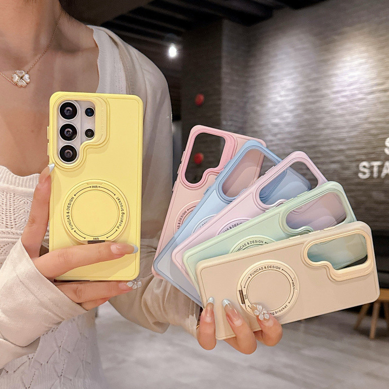 SAMSUNG 360° หมุนแหวนแม่เหล็กวงเล็บซิลิโคนเหลวสําหรับSamsung Galaxy S26 Ultra Plus S25 Ultra S24 Ultra Plusผิวรู้สึกกันกระแทกไร้สายชาร์จฝาครอบโทรศัพท์