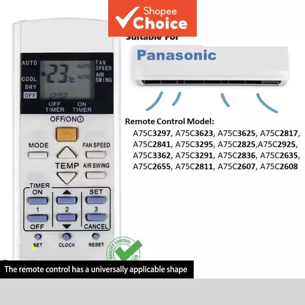 เข้ากันได้กับรีโมทคอนโทรลเครื่องปรับอากาศ Panasonic PN-3B-57 รีโมทคอนโทรลมีลักษณะเดียวกัน